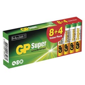 Alkalické baterie GP Super AAA (LR03) 8+4 ks obraz