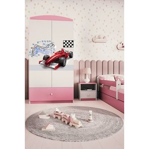 Kocot kids Dětská skříň Babydreams 90 cm závodní auto růžová obraz