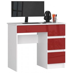 Ak furniture Psací stůl A-7 90 cm bílý/červený pravý obraz