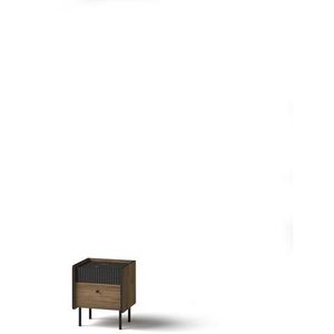 DOLMAR Noční stolek PARKER 12, ořech / san sebastian / černý mat 42x49, 9x40 ořech / san sebastian / černý mat obraz