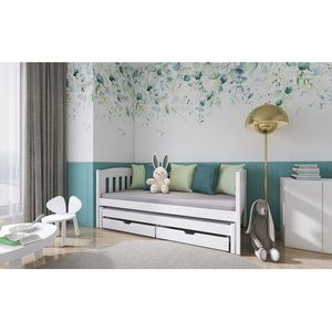 LANO Dětská postel s přistýlkou ADAM 80x160, bílá 88x168 bílá obraz