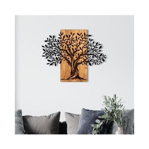 Nástěnná dekorace 72x58 cm strom dřevo/kov obraz