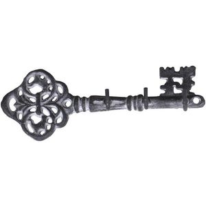 Šedý antik nástěnný věšák ve tvaru klíče se 3-mi háčky - 19*4*6, 5 cm 64057525 (64575-25) obraz