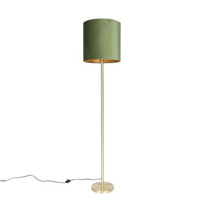 Botanická stojací lampa mosaz se zeleným odstínem 40 cm - Simplo obraz