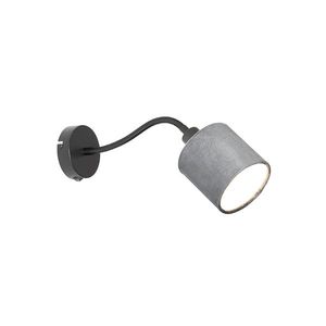 Nástěnná lampa černá s šedým stínidlem vypínačem a flex ramenem - Merwe obraz