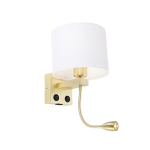 Nástěnná lampa zlatá s USB a stínidlem bílá 18 cm - Brescia Combi obraz