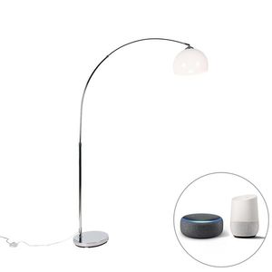 Chytrá oblouková lampa chrom s bílým stínidlem včetně Wifi A60 - Arc Basic obraz