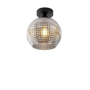 Art Deco stropní svítidlo černé s kouřovým sklem - Sphere obraz