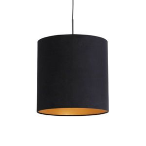 Závěsná lampa s velurovým odstínem černá se zlatem 40 cm - Combi obraz