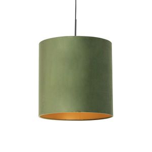 Závěsná lampa s velurovým odstínem zelené se zlatem - Combi obraz