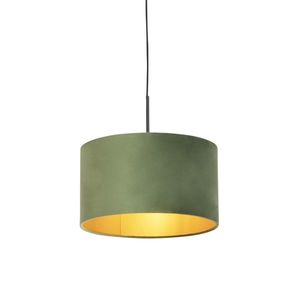Závěsná lampa s velurovým odstínem zelená se zlatem 35 cm - Combi obraz