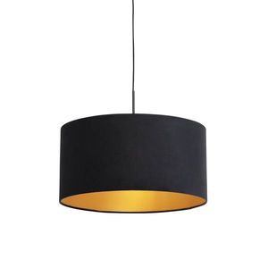 Závěsná lampa s velurovým odstínem černá se zlatem 50 cm - Combi obraz