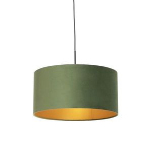 Závěsná lampa s velurovým odstínem zelená se zlatem 50 cm - Combi obraz