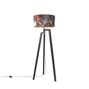 Stojací lampa stativ černá s odstínem květinový design 50 cm - Puros obraz