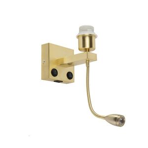 Nástěnná lampa ve stylu art deco zlatá s USB a flex ramenem - Brescia Combi obraz