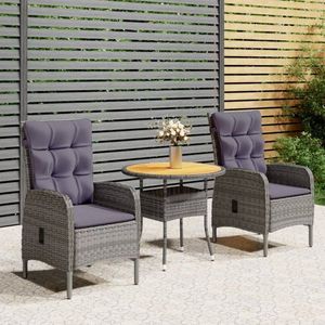 Zahradní bistro set 3 ks Dekorhome Šedá / akácie, Zahradní bistro set 3 ks Dekorhome Šedá / akácie obraz