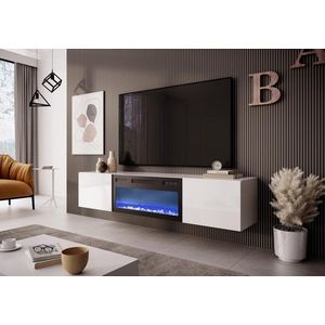 Závěsný TV stolek LIVO s elektrickým krbem obraz