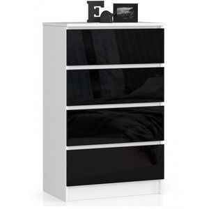 Ak furniture Komoda Kuba 60 cm - 4 šuplíky bílá/černá obraz