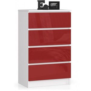 Ak furniture Komoda Kuba 60 cm - 4 šuplíky bílá/červená obraz