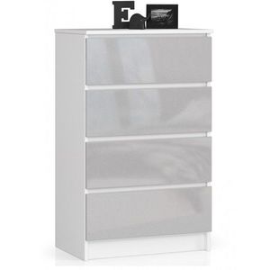 Ak furniture Komoda Kuba 60 cm - 4 šuplíky bílá/šedá obraz