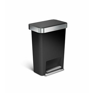 Pedálový odpadkový koš Simplehuman – 45 l, kapsa na sáčky, obdélníkový, černý plast /nerez obraz