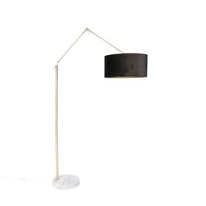Moderní stojací lampa zlaté velurové stínidlo černá 50 cm - Redakce obraz