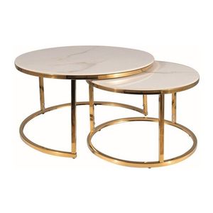 Konferenční stolek 2 ks PORTAFINO Bílá / zlatá obraz