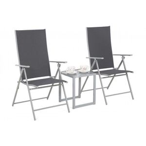 Set zahradních polohovacích židlí se stolkem 3 ks Stříbrná / šedá obraz
