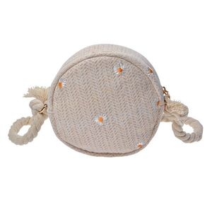 Malá béžová dámská kabelka se sedmikráskami - Ø15 cm JZBG0258BE obraz