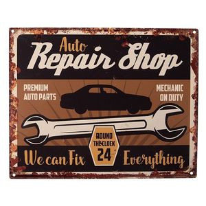 Nástěnná kovová cedule Auto Repair Shop - 25*1*20 cm 6Y5221 obraz