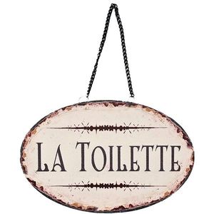 Závěsná kovová cedule s řetízkem La Toilette - 23*15 cm 8PL- 845815233333 obraz