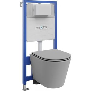 MEXEN/S WC předstěnová instalační sada Fenix Slim s mísou WC Rico + sedátko softclose, světle šedá mat 61030724061 obraz