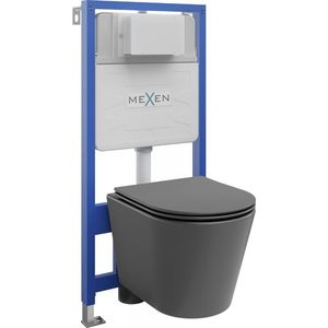 MEXEN/S WC předstěnová instalační sada Fenix Slim s mísou WC Rico + sedátko softclose, tmavě šedá mat 61030724071 obraz