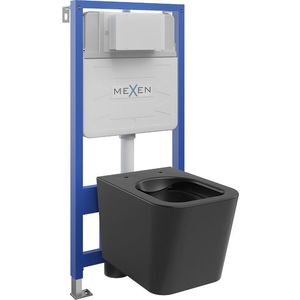 MEXEN/S WC předstěnová instalační sada Fenix Slim s mísou WC Teo, černá mat 6103385XX85 obraz