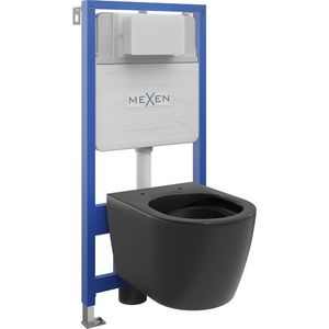 MEXEN/S WC předstěnová instalační sada Fenix Slim s mísou WC Carmen, černá mat 6103388XX85 obraz
