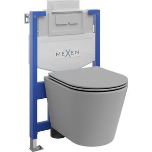 MEXEN/S WC předstěnová instalační sada Fenix XS-U s mísou WC Rico + sedátko softclose, světle šedá mat 68530724061 obraz