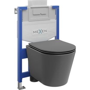 MEXEN/S WC předstěnová instalační sada Fenix XS-U s mísou WC Rico + sedátko softclose, tmavě šedá mat 68530724071 obraz