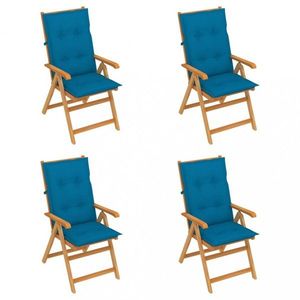 Skládací zahradní židle 4 ks s poduškami Dekorhome Světle modrá, Skládací zahradní židle 4 ks s poduškami Dekorhome Světle modrá obraz