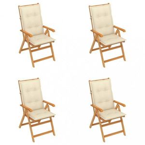 Skládací zahradní židle 4 ks s poduškami Dekorhome Krémová, Skládací zahradní židle 4 ks s poduškami Dekorhome Krémová obraz