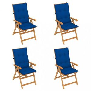 Skládací zahradní židle 4 ks s poduškami Dekorhome Tmavě modrá, Skládací zahradní židle 4 ks s poduškami Dekorhome Tmavě modrá obraz