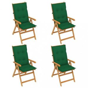Skládací zahradní židle 4 ks s poduškami Dekorhome Tmavě zelená, Skládací zahradní židle 4 ks s poduškami Dekorhome Tmavě zelená obraz