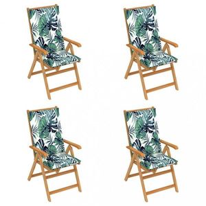 Skládací zahradní židle 4 ks s poduškami Dekorhome Zelené listí obraz