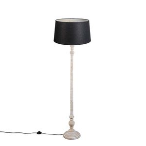 Venkovská stojací lampa béžová s odstínem černého lnu - Classico obraz
