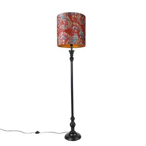 Stojací lampa černá s odstínem páv červená 40 cm - Classico obraz