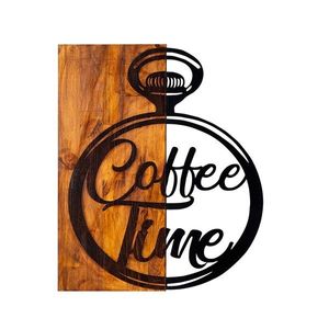 Wallity Nástěnná dřevěná dekorace COFFEE TIME hnědá/černá obraz