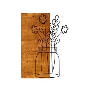 Wallity Nástěnná dřevěná dekorace FLOWERS II hnědá/černá obraz