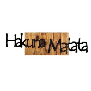 Wallity Nástěnná dřevěná dekorace HAKUNA MATATA hnědá/černá obraz