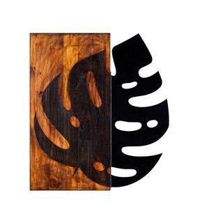 Wallity Nástěnná dřevěná dekorace LEAF hnědá/černá obraz
