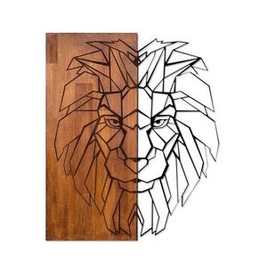 Wallity Nástěnná dřevěná dekorace LION hnědá/černá obraz