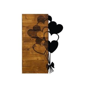 Wallity Nástěnná dřevěná dekorace LOVE BALLOONS hnědá/černá obraz